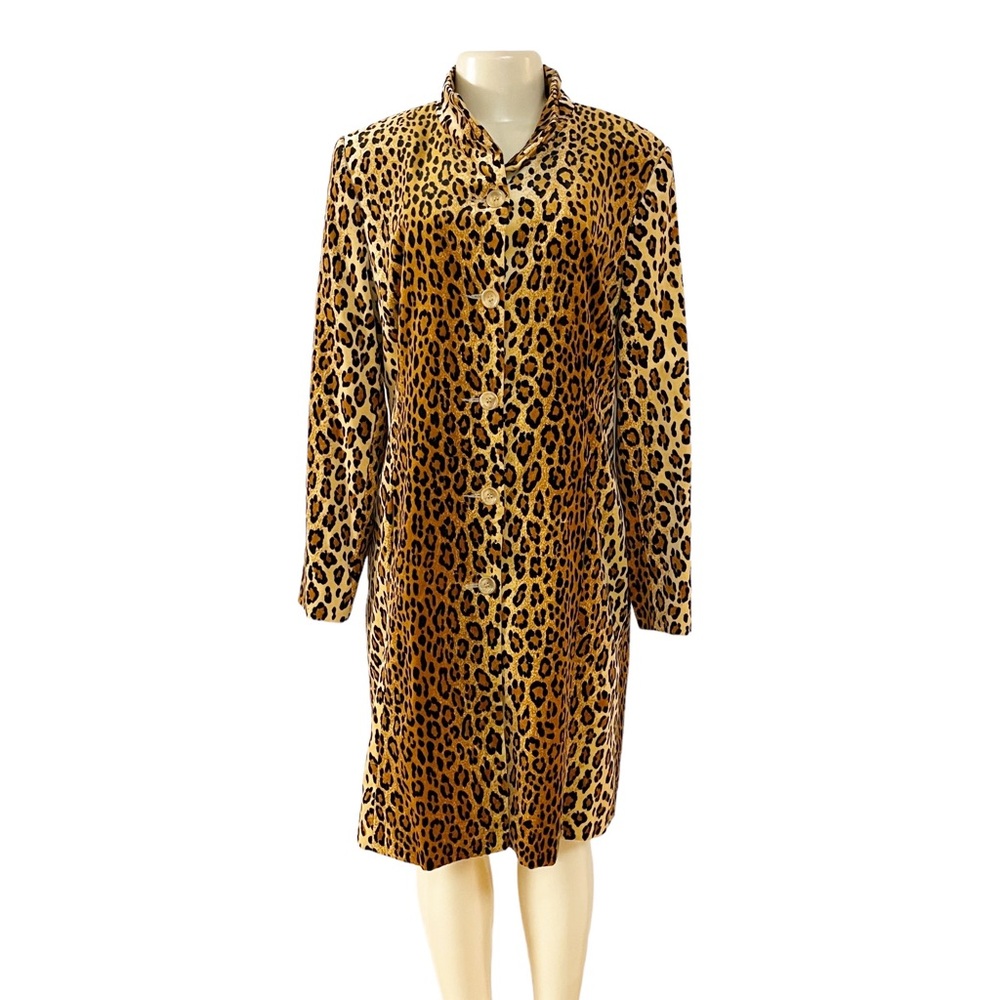 Vintage Marvin Richards Animal Printed Velvet Long Duster Trench Coat USA - Picture 1 of 9
